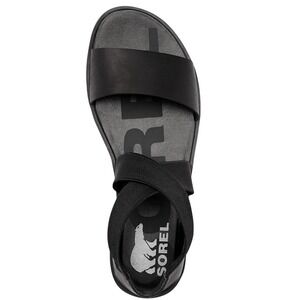 Sorel Roaming De Eva Black Leather Elastic Strap Sandals‎ NL4041-010 Womens 7.5
